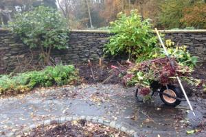 Border care gardening in winter at Windermere