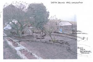 Design sketches showing how the garden will be when looking down from the house