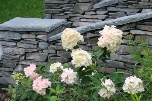 Traditional slate stone walls capped with slate slabs