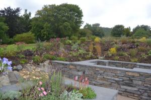 Local stone seating area built into slope