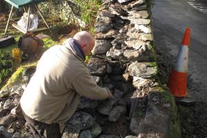 Traditionally built drystone wall in Langdale