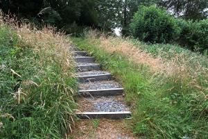 Informal gravel and timber pathway