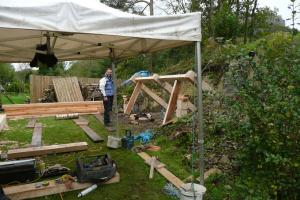 Oask timber frame room under construction