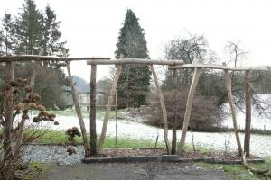 Handcrafted cleft oak trellis