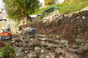 Chapel Style, Langdale, Lake District; stone walling early stages