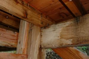 Carpentry work on the oak frame timber shed