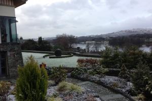 Lake District Winter Garden-Slate sphere sculpture