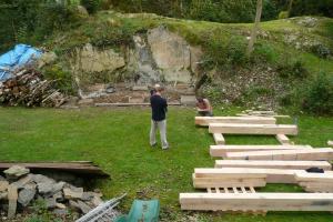 Quarried side of flat garden area