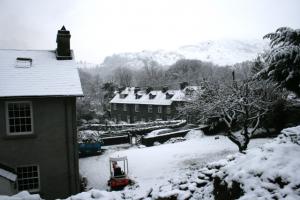 Snowy garden CRL landscaped in Lake District, Cumbria